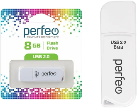 Флэш-драйв 8GB PERFEO USB Цвет: белый