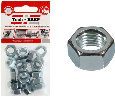 Гайки Tech-KREP DIN934 М10 18шт 6-гранные оцинкованные