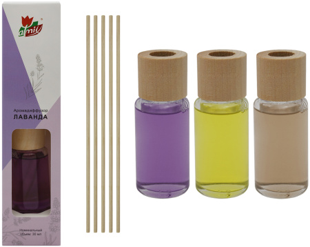 Аромадиффузор Atmix 30мл жидкий с палочками, 5 палочек