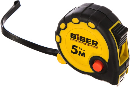Рулетка БИБЕР 5мх19мм Standart обрезиненный корпус