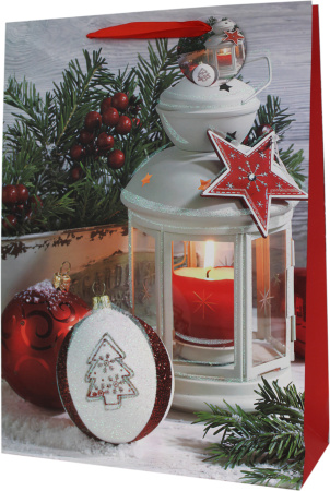 Пакет подарочный 30х12х42см Рождественский декор