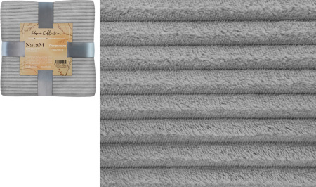 Покрывало постельное декоративное Полоска фланелевое 180х200см плотность 250г/м2 (Цвет: серый)