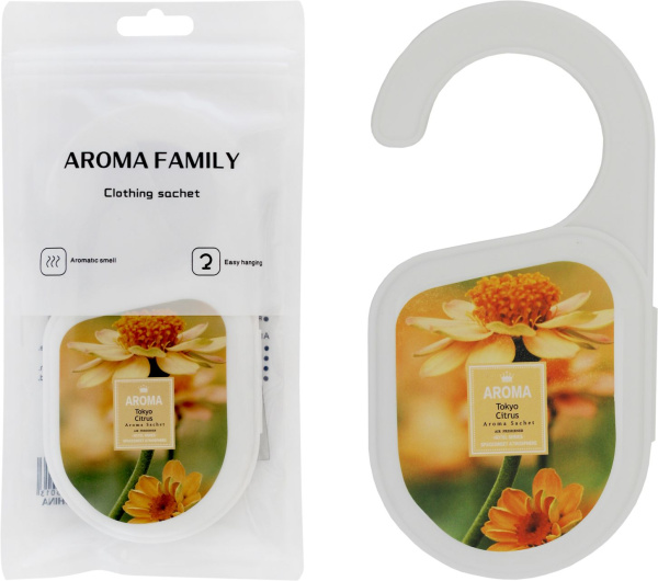 Саше ароматическое Размер: 14,5х7см пластина, футляр-крючок  (Токайский цитрус)