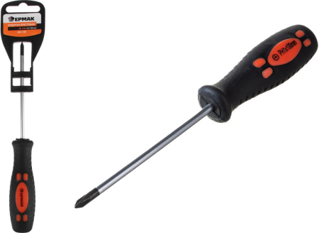 Отвертка ЕРМАК РН1 5х100мм (+), прорезиненная ручка