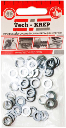 Шайбы Tech-KREP DIN9021 М4 40шт кузовные оцинкованные 
