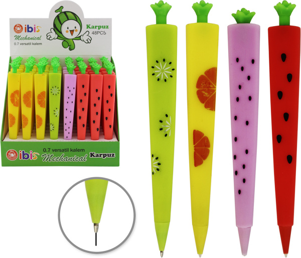 Карандаш Фрукты 15х1,8х1,0см чернографитовый, микс