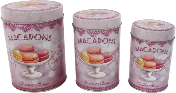 Банки жестяные 3шт в наборе d110х140мм (С Макаруны)