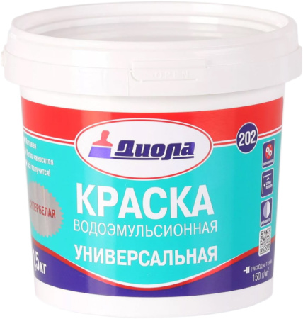 Краска ДИОЛА водоэмульсионная 1.5кг универсальная